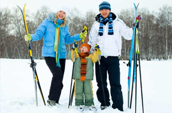 лыжная семья